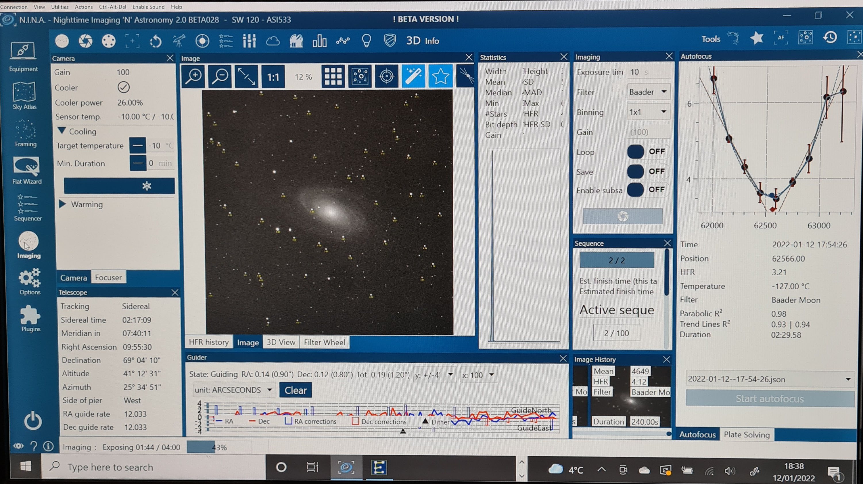 Imaging Session – 12th Jan 2022